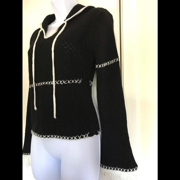 KNITS LANDING, Large size , huded  black women’s sweater long sleeves - Picture 3 of 11